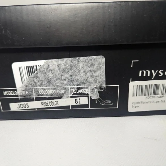 NEW-Size 8.5M Womens mysoft Stiletto Heeled Sandals Open Toe Nude Color JD03 - Picture 3 of 7